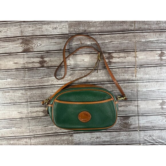 Dooney & Bourke Kilty All Weather Pebbled Crossbody Bag color green tan vintage - Picture 7 of 9